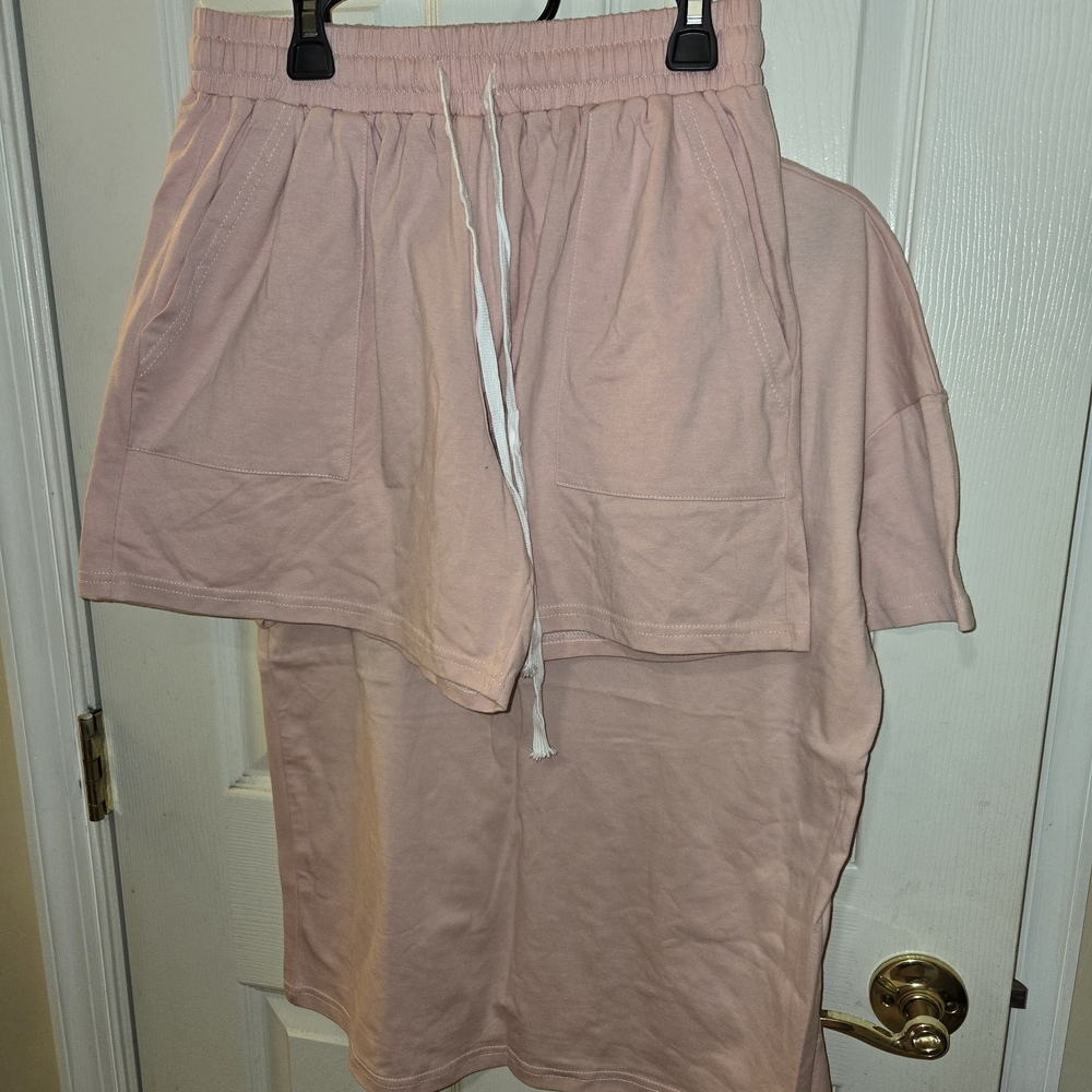 Pink Lounge Set with Shorts and T-Shirt
